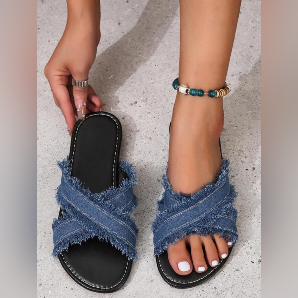 Denim Slide Sandals